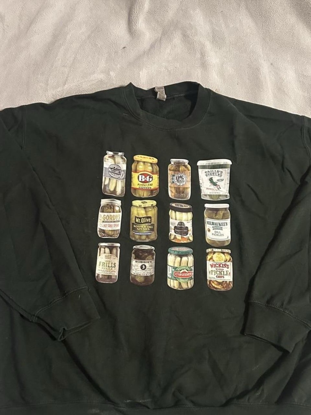 Gildan Black Sweatshirt with Pickle Jar Graphic - Picture 1 of 2